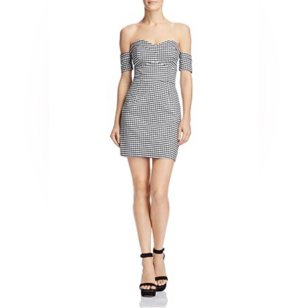 Guess Gingham Strapless Sweetheart Dress